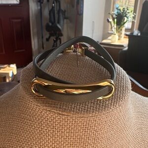 NWT And LOVELY Chic Brown Leather Bracelet with Gold Detailing